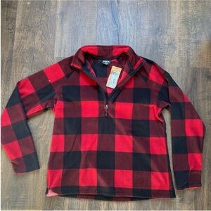 Eddie Bauer Red and Black Checkered Sweater